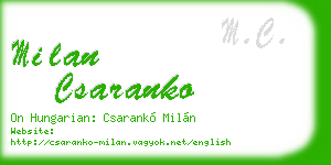 milan csaranko business card
