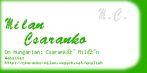 milan csaranko business card